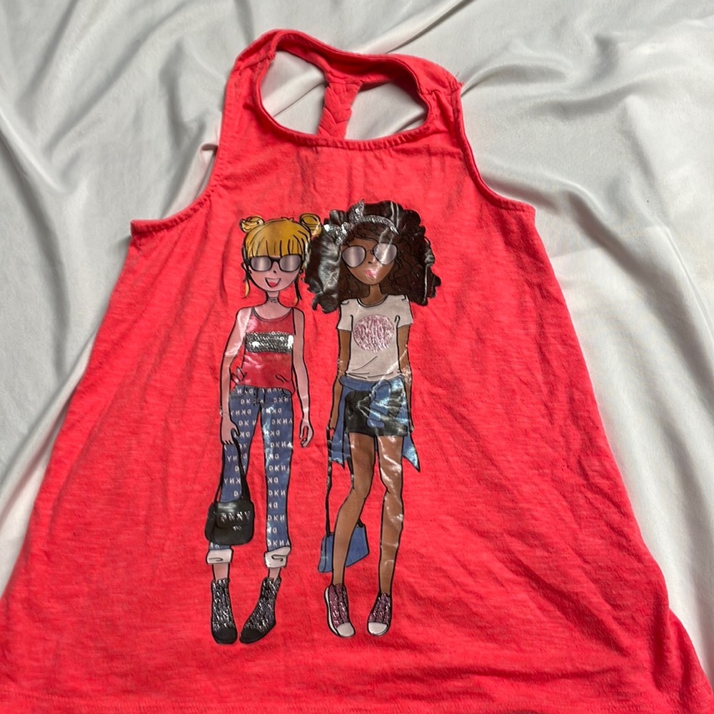 DKNY Girls Besties Red Tank Top with braid in the back
